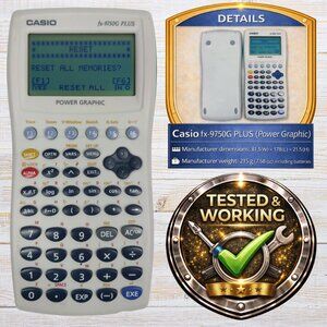 Casio fx-9750G PLUS Power Graphic Graphing Calculator Green w/ Cover Tested